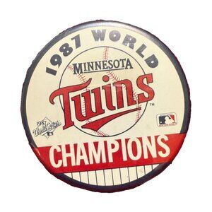 1987 World Series Minnesota Twins Champions 3-1/4" Pin Back Pinback Button Vtg